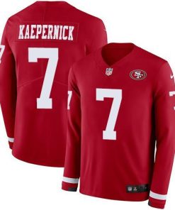 Nike San Francisco 49ers #7 Colin Kaepernick Red Team Color Men's Stitched NFL Limited Therma Long Sleeve Jersey Men's