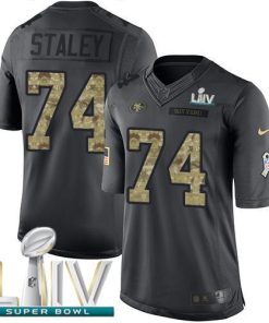 Nike San Francisco 49ers #74 Joe Staley Black Super Bowl LIV 2020 Men's Stitched NFL Limited 2016 Salute to Service Jersey Men's