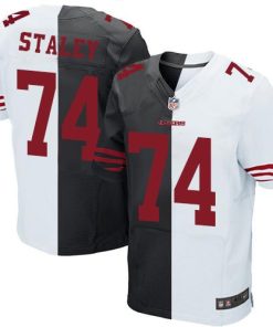Nike San Francisco 49ers #74 Joe Staley Black/White Men's Stitched NFL Elite Split Jersey Men's