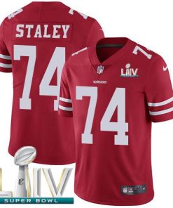 Nike San Francisco 49ers #74 Joe Staley Red Super Bowl LIV 2020 Team Color Men's Stitched NFL Vapor Untouchable Limited Jersey Men's