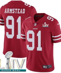 Nike San Francisco 49ers #91 Arik Armstead Red Super Bowl LIV 2020 Team Color Men's Stitched NFL Vapor Untouchable Limited Jersey Men's