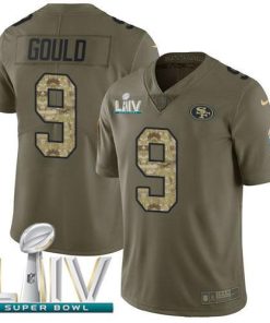 Nike San Francisco 49ers #9 Robbie Gould Olive/Camo Super Bowl LIV 2020 Men's Stitched NFL Limited 2017 Salute To Service Jersey Men's