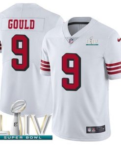 Nike San Francisco 49ers #9 Robbie Gould White Super Bowl LIV 2020 Rush Men's Stitched NFL Vapor Untouchable Limited Jersey Men's