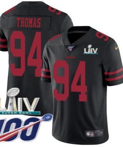 Nike San Francisco 49ers #94 Solomon Thomas Black Super Bowl LIV 2020 Alternate Men's Stitched NFL 100th Season Vapor Limited Jersey Men's