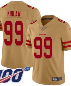 Nike San Francisco 49ers #99 Javon Kinlaw Gold Men's Stitched NFL Limited Inverted Legend 100th Season Jersey Men's