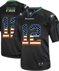 Nike Seahawks #12 Fan Black Men's Stitched NFL Elite USA Flag Fashion Jersey