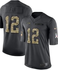 Nike Seahawks #12 Fan Black Men's Stitched NFL Limited 2016 Salute To Service Jersey