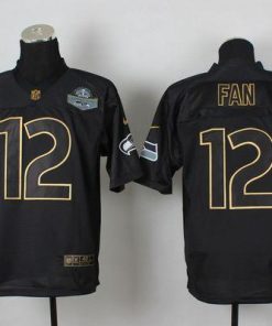 Nike Seahawks #12 Fan Black Gold No. Fashion Men's Stitched NFL Elite Jersey