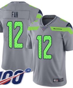 Nike Seahawks #12 Fan Gray Men's Stitched NFL Limited Inverted Legend 100th Season Jersey