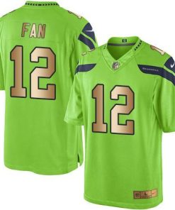 Nike Seahawks #12 Fan Green Men's Stitched NFL Limited Gold Rush Jersey
