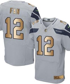 Nike Seahawks #12 Fan Grey Alternate Men's Stitched NFL Elite Gold Jersey