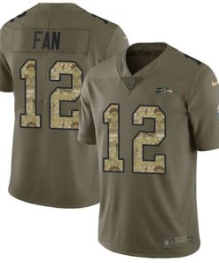 Nike Seahawks #12 Fan Olive/Camo Men's Stitched NFL Limited 2017 Salute To Service Jersey