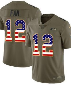 Nike Seahawks #12 Fan Olive/USA Flag Men's Stitched NFL Limited 2017 Salute To Service Jersey