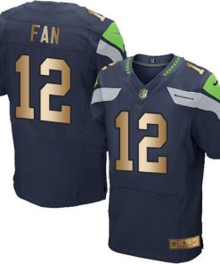 Nike Seahawks #12 Fan Steel Blue Team Color Men's Stitched NFL Elite Gold Jersey