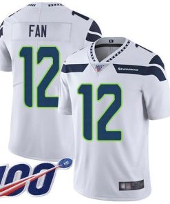 Nike Seahawks #12 Fan White Men's Stitched NFL 100th Season Vapor Limited Jersey