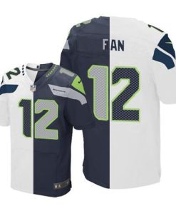 Nike Seahawks #12 Fan White/Steel Blue Men's Stitched NFL Elite Split Jersey