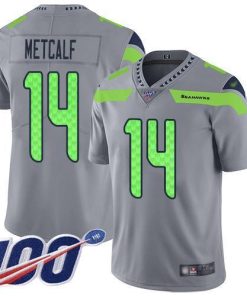 Nike Seahawks #14 D.K. Metcalf Gray Men's Stitched NFL Limited Inverted Legend 100th Season Jersey