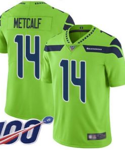Nike Seahawks #14 D.K. Metcalf Green Men's Stitched NFL Limited Rush 100th Season Jersey