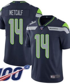 Nike Seahawks #14 D.K. Metcalf Steel Blue Team Color Men's Stitched NFL 100th Season Vapor Limited Jersey