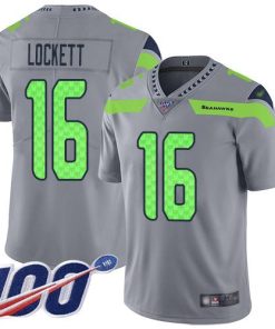 Nike Seahawks #16 Tyler Lockett Gray Men's Stitched NFL Limited Inverted Legend 100th Season Jersey