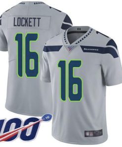 Nike Seahawks #16 Tyler Lockett Grey Alternate Men's Stitched NFL 100th Season Vapor Limited Jersey