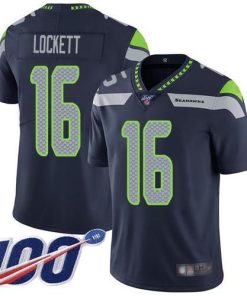 Nike Seahawks #16 Tyler Lockett Steel Blue Team Color Men's Stitched NFL 100th Season Vapor Limited Jersey