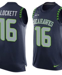 Nike Seahawks #16 Tyler Lockett Steel Blue Team Color Men's Stitched NFL Limited Tank Top Jersey