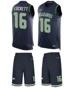 Nike Seahawks #16 Tyler Lockett Steel Blue Team Color Men's Stitched NFL Limited Tank Top Suit Jersey