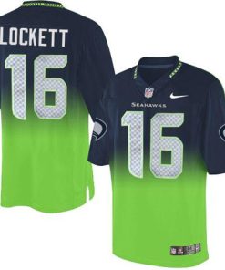 Nike Seahawks #16 Tyler Lockett Steel Blue/Green Men's Stitched NFL Elite Fadeaway Fashion Jersey