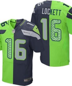 Nike Seahawks #16 Tyler Lockett Steel Blue/Green Men's Stitched NFL Elite Split Jersey
