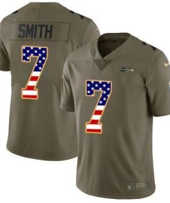 Nike Seahawks #7 Geno Smith Olive/USA Flag Men's Stitched NFL Limited 2017 Salute To Service Jersey