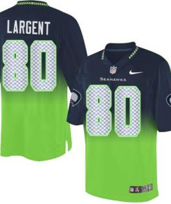 Nike Seahawks #80 Steve Largent Steel Blue/Green Men's Stitched NFL Elite Fadeaway Fashion Jersey