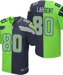 Nike Seahawks #80 Steve Largent Steel Blue/Green Men's Stitched NFL Elite Split Jersey