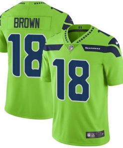 Nike Seattle Seahawks #18 Jaron Brown Green Men's Stitched NFL Limited Rush Jersey Men's