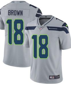 Nike Seattle Seahawks #18 Jaron Brown Grey Alternate Men's Stitched NFL Vapor Untouchable Limited Jersey Men's