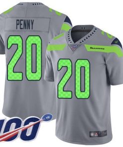 Nike Seattle Seahawks #20 Rashaad Penny Gray Men's Stitched NFL Limited Inverted Legend 100th Season Jersey Men's