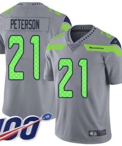 Nike Seattle Seahawks #21 Adrian Peterson Gray Men's Stitched NFL Limited Inverted Legend 100th Season Jersey Men's