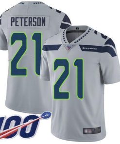 Nike Seattle Seahawks #21 Adrian Peterson Grey Alternate Men's Stitched NFL 100th Season Vapor Untouchable Limited Jersey Men's