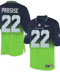 Nike Seattle Seahawks #22 C. J. Prosise Steel Blue/Green Men's Stitched NFL Elite Fadeaway Fashion Jersey Men's