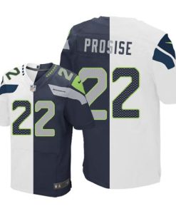 Nike Seattle Seahawks #22 C. J. Prosise White/Steel Blue Men's Stitched NFL Elite Split Jersey Men's