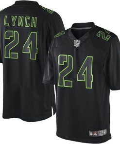 Nike Seattle Seahawks #24 Marshawn Lynch Black Men's Stitched NFL Impact Limited Jersey Men's