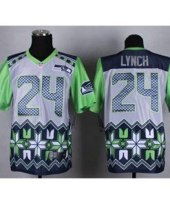 Nike Seattle Seahawks #24 Marshawn Lynch Grey Men's Stitched NFL Elite Noble Fashion Jersey Men's