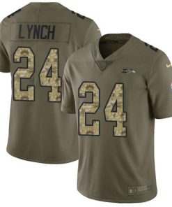Nike Seattle Seahawks #24 Marshawn Lynch Olive/Camo Men's Stitched NFL Limited 2017 Salute To Service Jersey Men's