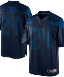 Nike Seattle Seahawks #24 Marshawn Lynch Steel Blue Men's Stitched NFL Drenched Limited Jersey Men's