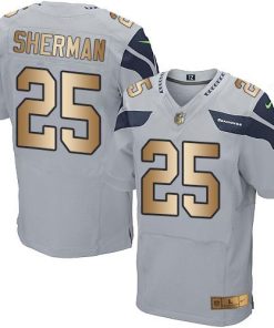 Nike Seattle Seahawks #25 Richard Sherman Grey Alternate Men's Stitched NFL Elite Gold Jersey Men's