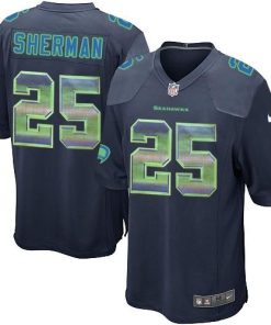 Nike Seattle Seahawks #25 Richard Sherman Steel Blue Team Color Men's Stitched NFL Limited Strobe Jersey Men's