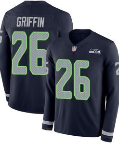 Nike Seattle Seahawks #26 Shaquem Griffin Steel Blue Team Color Men's Stitched NFL Limited Therma Long Sleeve Jersey Men's
