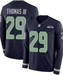Nike Seattle Seahawks #29 Earl Thomas III Steel Blue Team Color Men's Stitched NFL Limited Therma Long Sleeve Jersey Men's