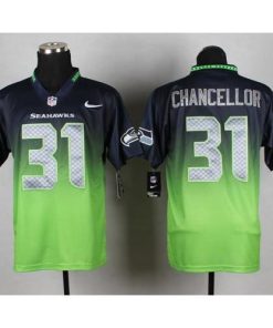 Nike Seattle Seahawks #31 Kam Chancellor Steel Blue/Green Men's Stitched NFL Elite Fadeaway Fashion Jersey Men's