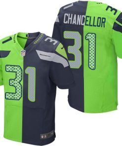 Nike Seattle Seahawks #31 Kam Chancellor Steel Blue/Green Men's Stitched NFL Elite Split Jersey Men's
